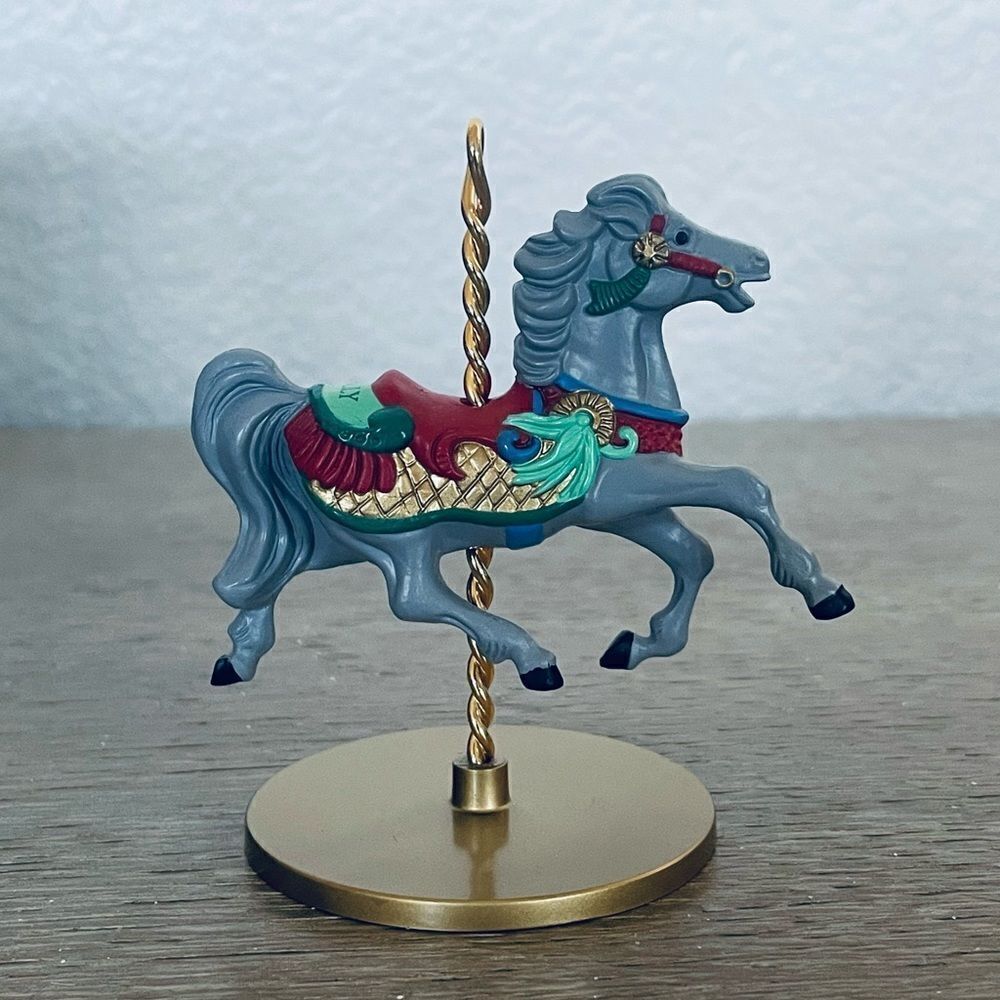 Hallmark Christmas Carousel Horse Ornament Holly